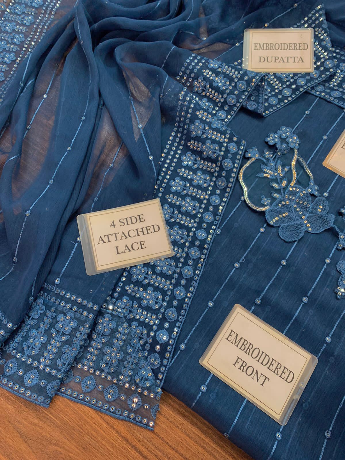 BRAND:IZNIK Chiffon Embroidered Sequence Luxury Unstitched 3pc✓