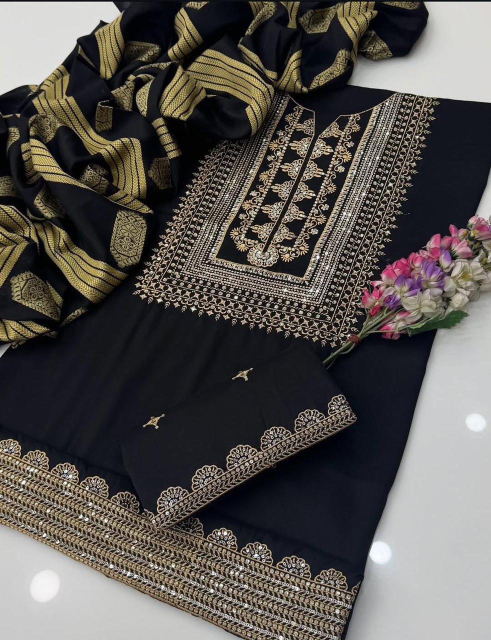 SUSI BANARSI ZARI EMBROIDERY & JACQUARD SHAWL Winter Arrivals Unstitched 3pc✓