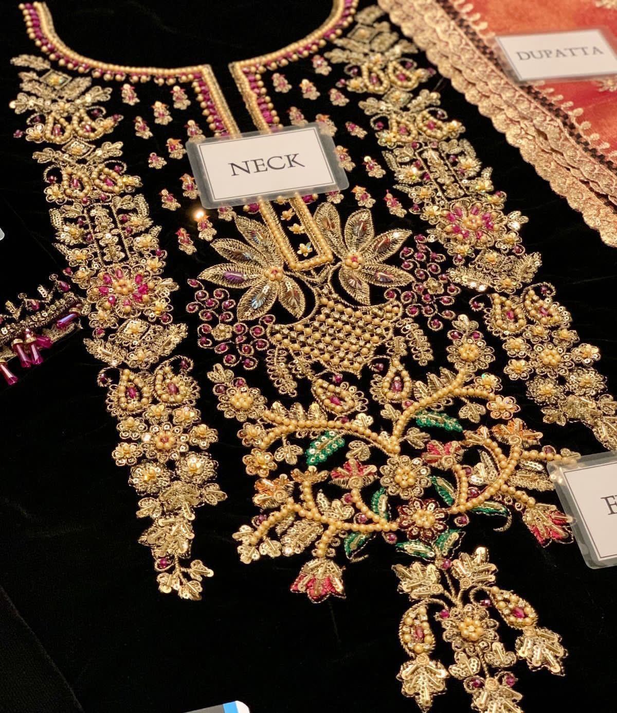 ANGAN Embroidered Hand Embellished Luxury Unstitched 3pc✓