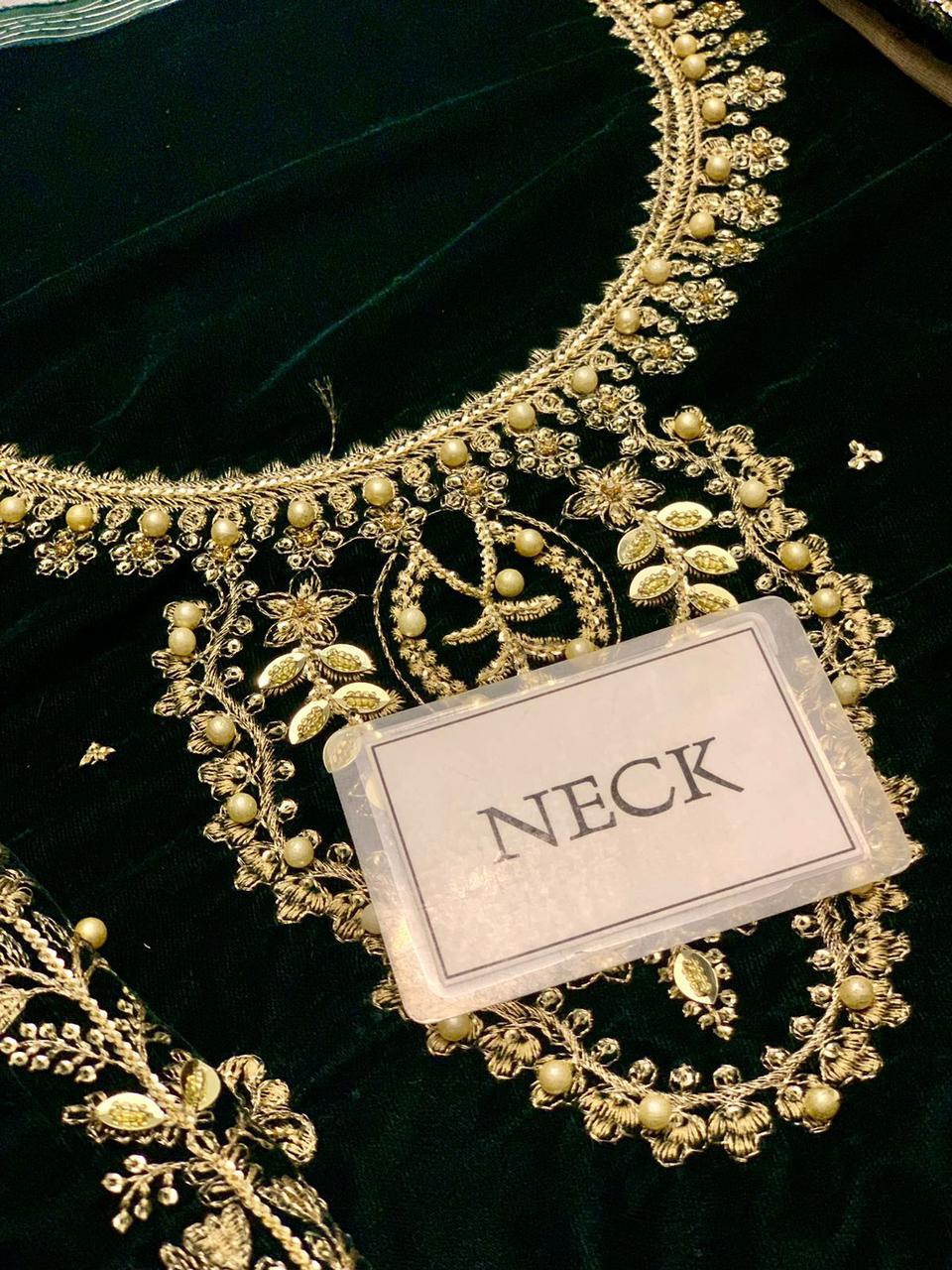 ANEELAS Velvet Embroidered Hand Embellished Luxury Unstitched 3pc✓