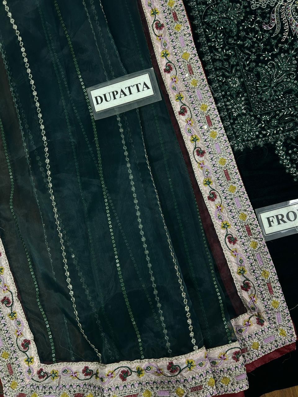 JAZMIN Velvet Embroidered Hand Embellished Luxury Unstitched 3pc✓